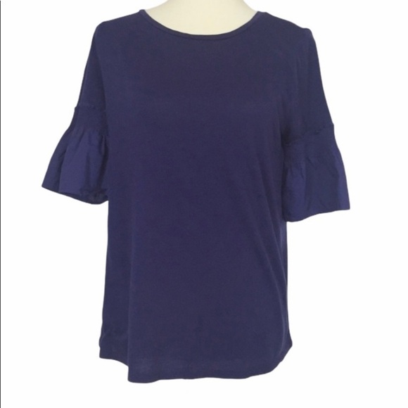 LOFT AnnTaylor Loft Blouse Ruffle Sleeves Blue Size S - Picture 3 of 7